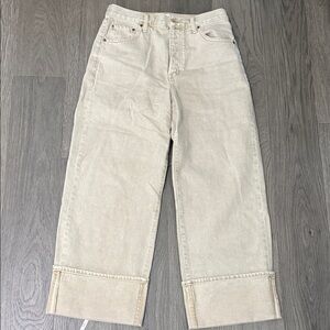 Straight-Leg Women's Jeans in Light Beige